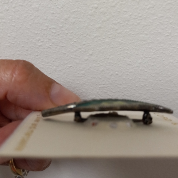 Lord & Taylor Antique Art Nouveau Sterling Silver & Green Marcasite Stone Leaf P - Picture 4 of 10